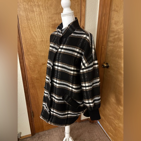 Steve Madden Black and Brown Plaid Coat - Picture 4 of 9